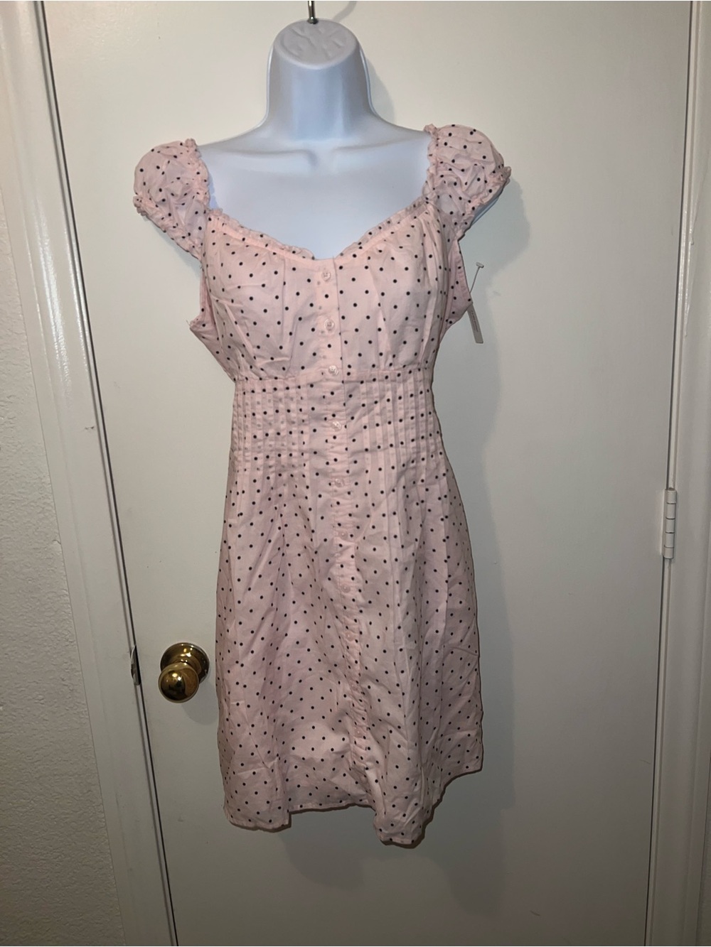 Hollister Light Pink Polka Dot Puff Sleeve Mini Dress
